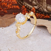 Nature-Inspired Oval Cut Leaf Moissanite Promise Ring for Women